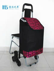 Stairs shopping cart with seatXDZ02-3X(黑拼色丁黑梅时尚字母)